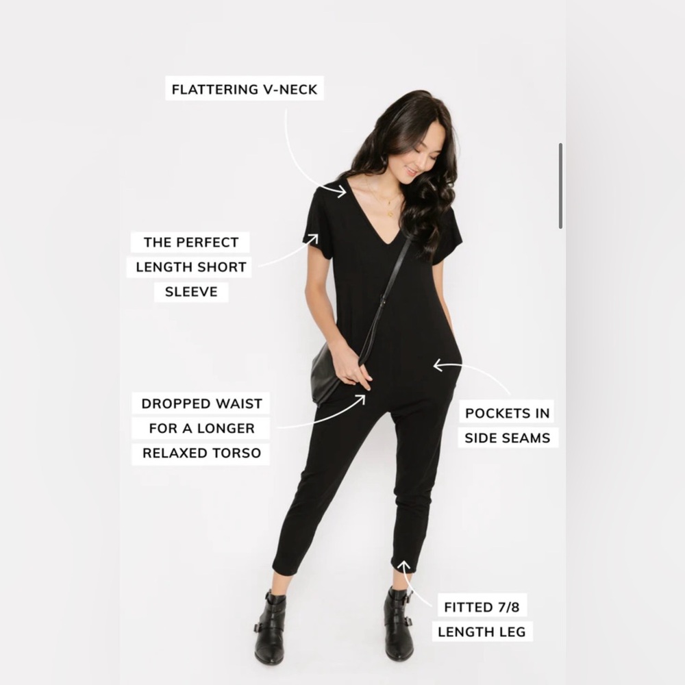 Smash + Tess Black V-Neck Short Sleeve Jumpsuit